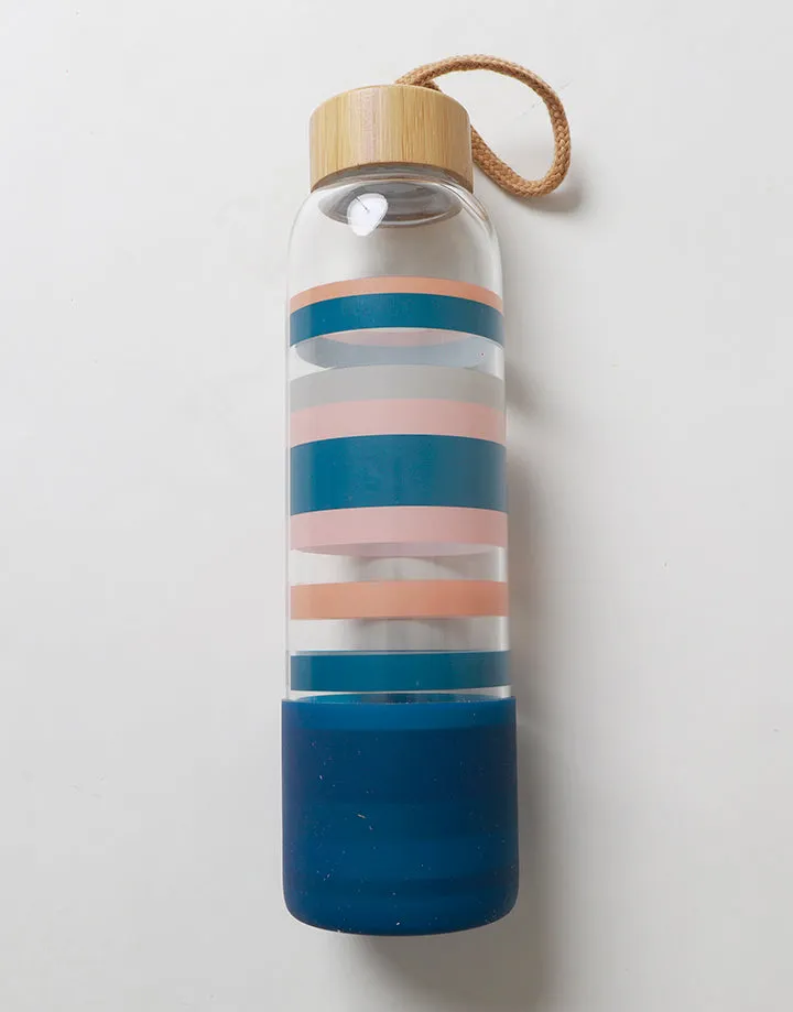 Glass Striped Water Bottle