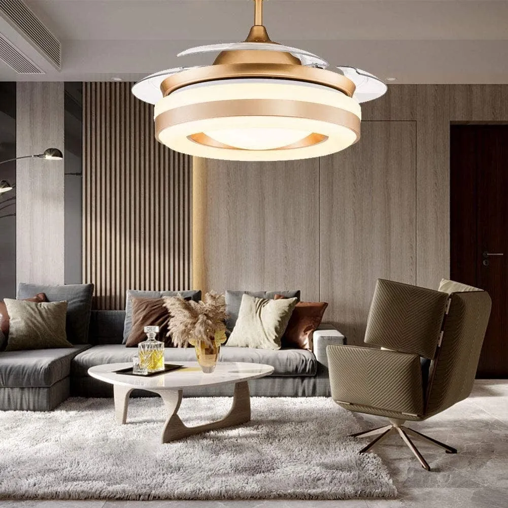 Golden Chandelier Ceiling Fan With Remote Control