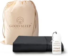 Good Sleep Bedding Queen Size Bedsheet Elastic Fitted - Organic Bamboo Viscose Fitted Sheets Queen Size with 2 Pillow Covers | Soft, Breathable and Wrinkle Free | 78 x 60 | Dark Gray