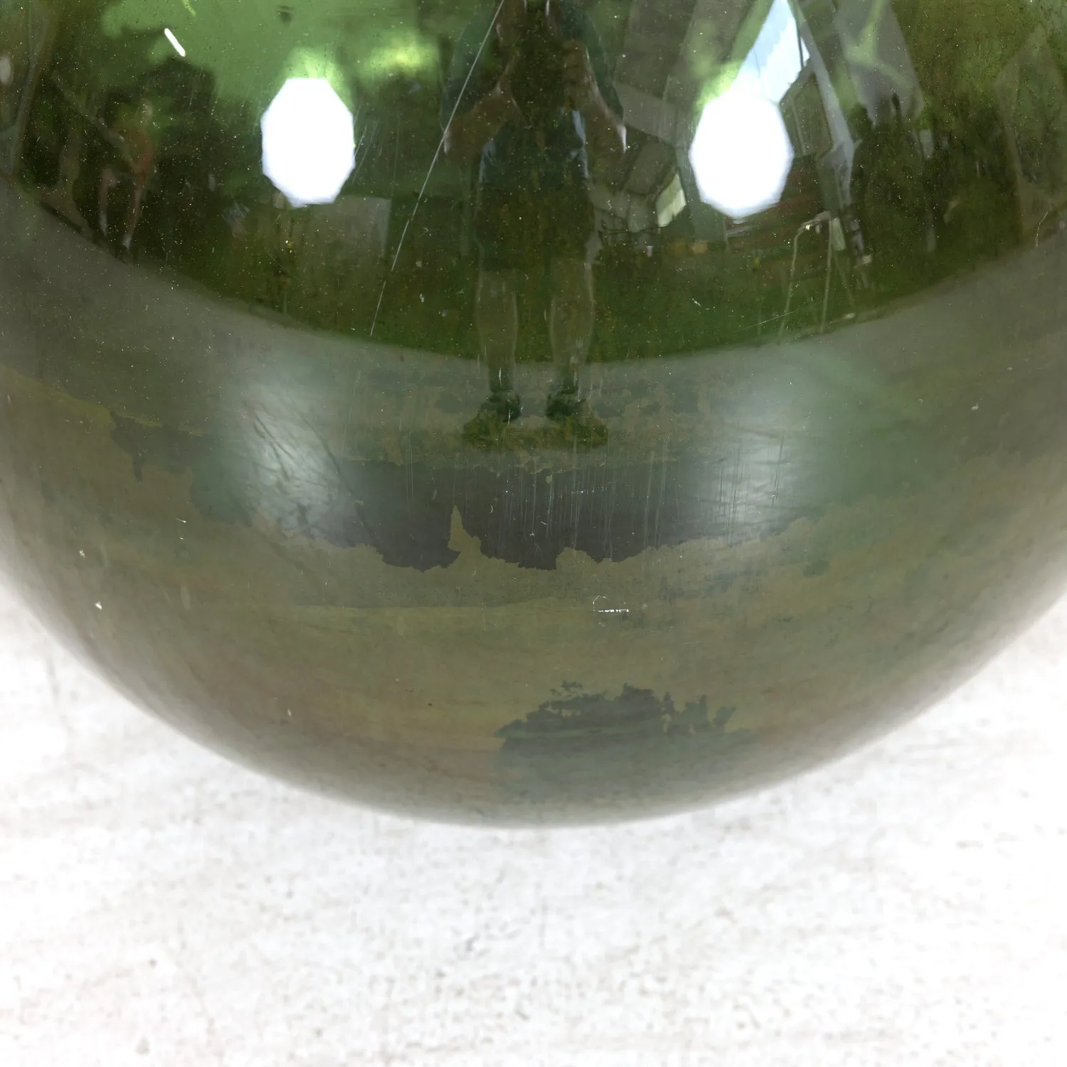 Grand 19th Century French Handblown Dark Green Glass Demijohn or Dame Jeanne Bottle