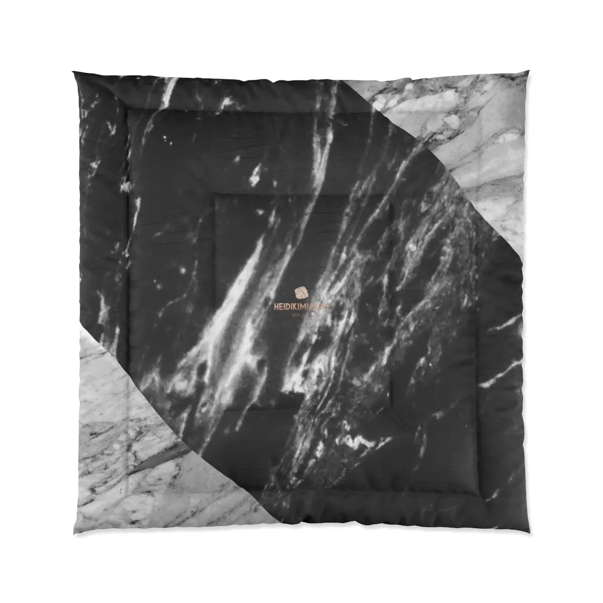 Gray Marble Comforter, Black Marble Print Comforter For King/Queen/Full/Twin Bed - Printed in USA