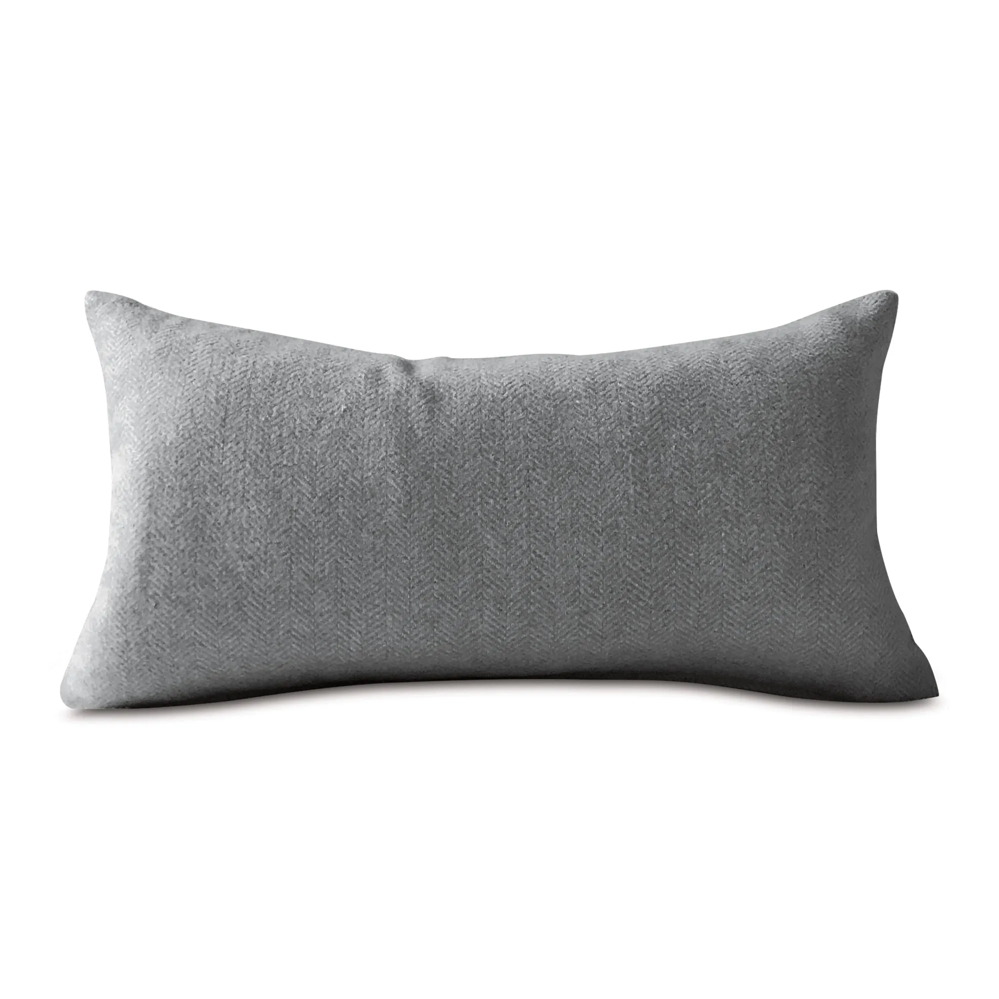 Gray Woven Herringbone Lumbar Pillow Cover 11x21