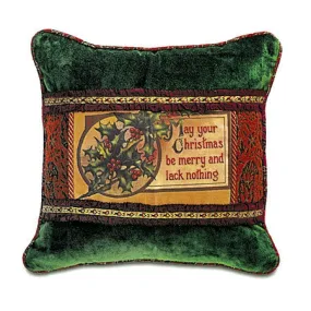 Green and Red "May Your Christmas be Merry" Throw Pillow Cover 18x18