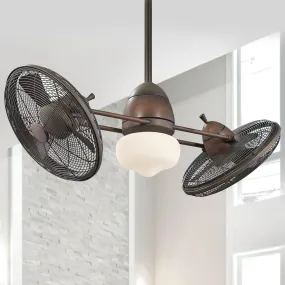 Gyro LED 42" Dual Ceiling Fan with Light and Wall Control, Restoration Bronze