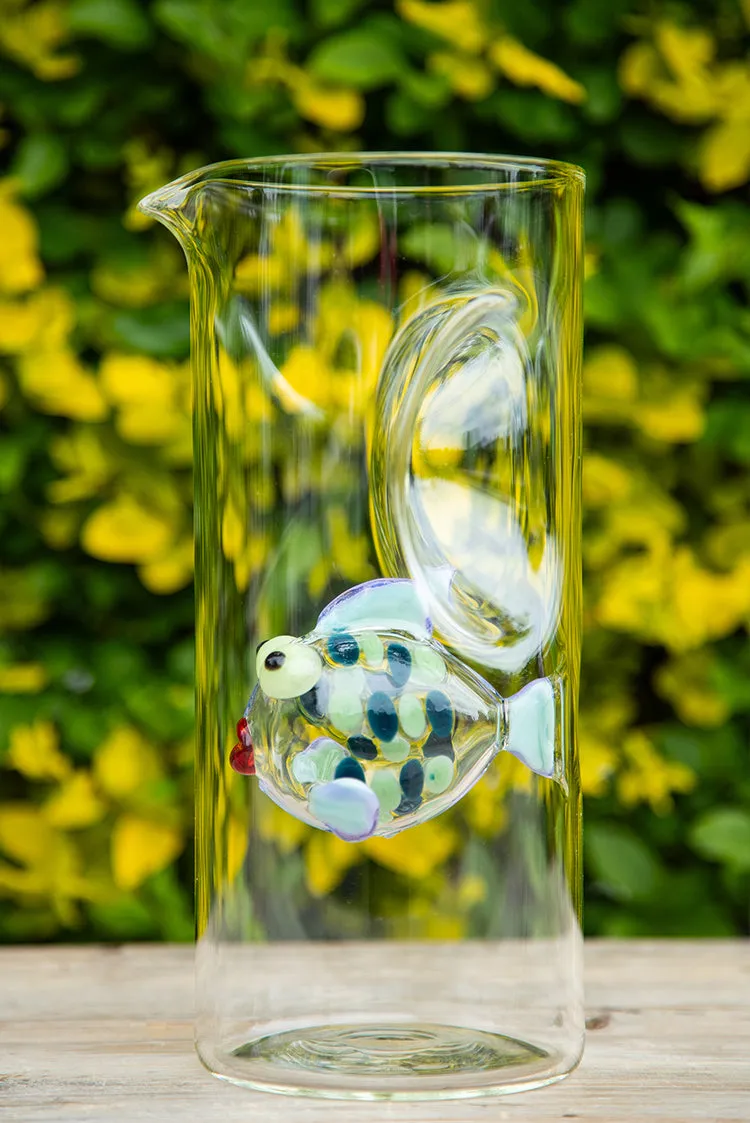 Handblown Dot Fish Carafe, 24.5cm