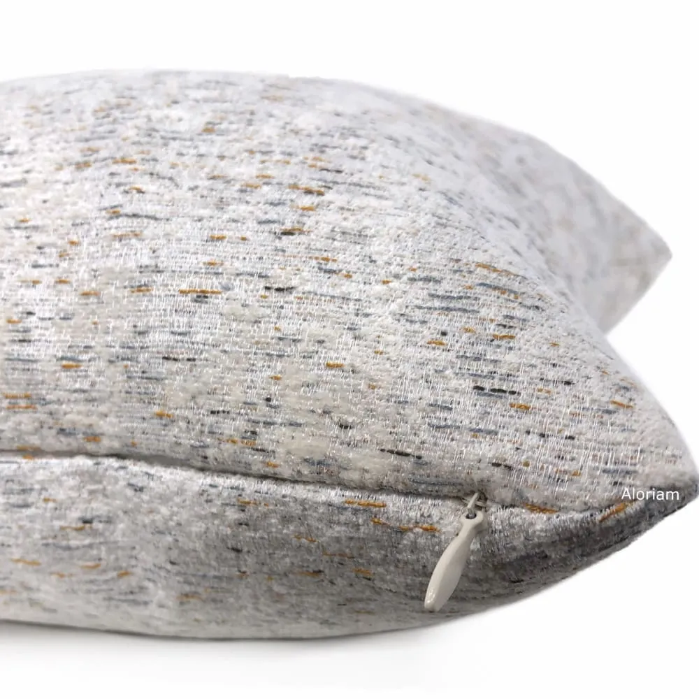 Harrison Off-White Gold Gray Tweed Chenille Pillow Cover