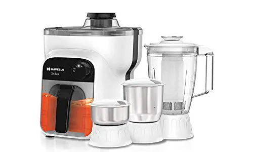 Havells Stilus 500 Watt Juicer Mixer Grinder with 4 jar (White/Black)