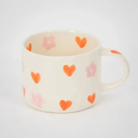 Heartfelt Ceramic Mug Orange Pink