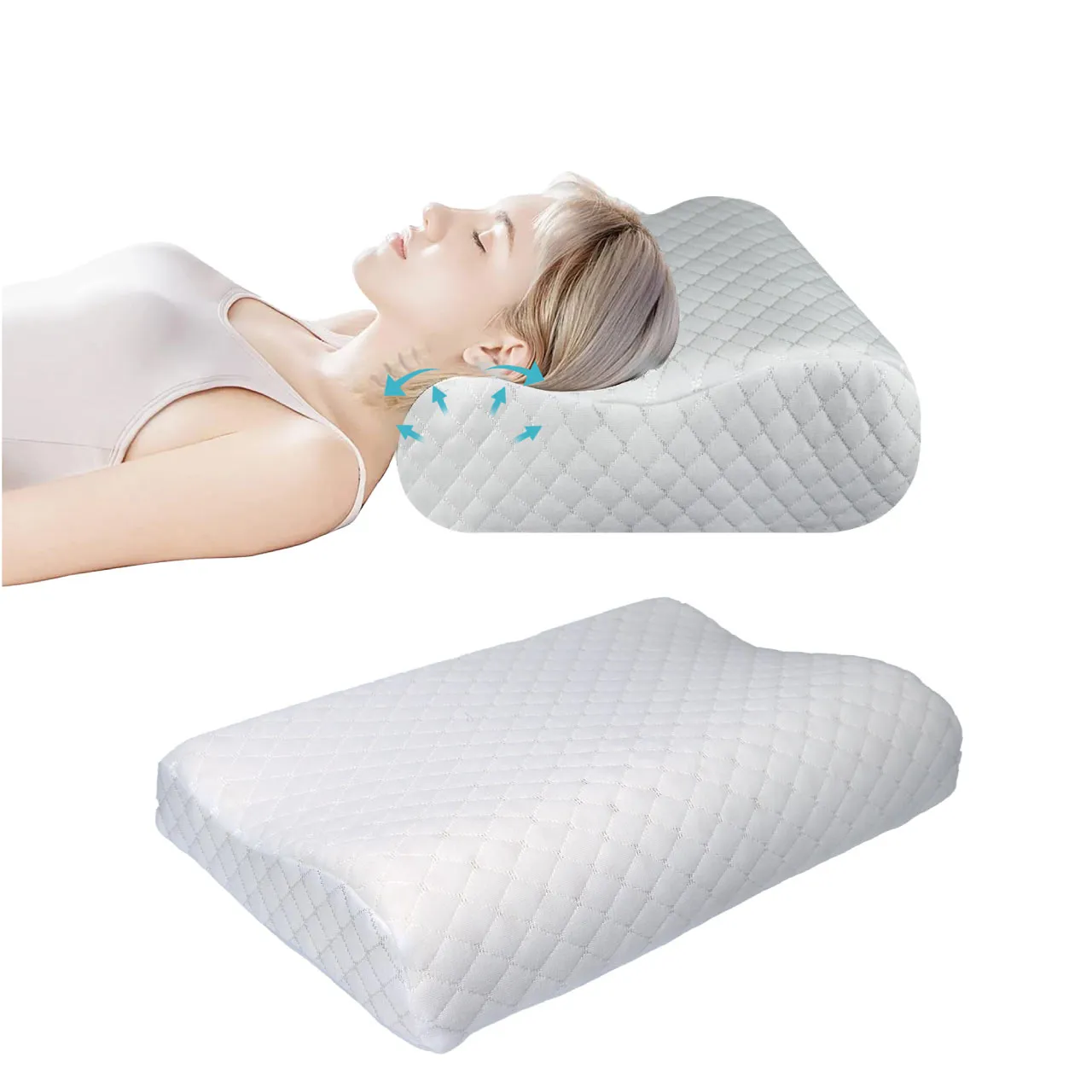 High Quality King Size 40x70 (11x13) Knitted Anti Snore Contour Cervical Neck Support Memory Foam Pillow with Washable Grey Cover