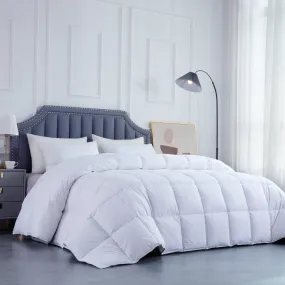 HOMBYS Feather and Down Comforter, Oversized King Comforter 120 x 120, White Extra Large Duvet Insert for All Season, 100% Cotton Cover Down Proof