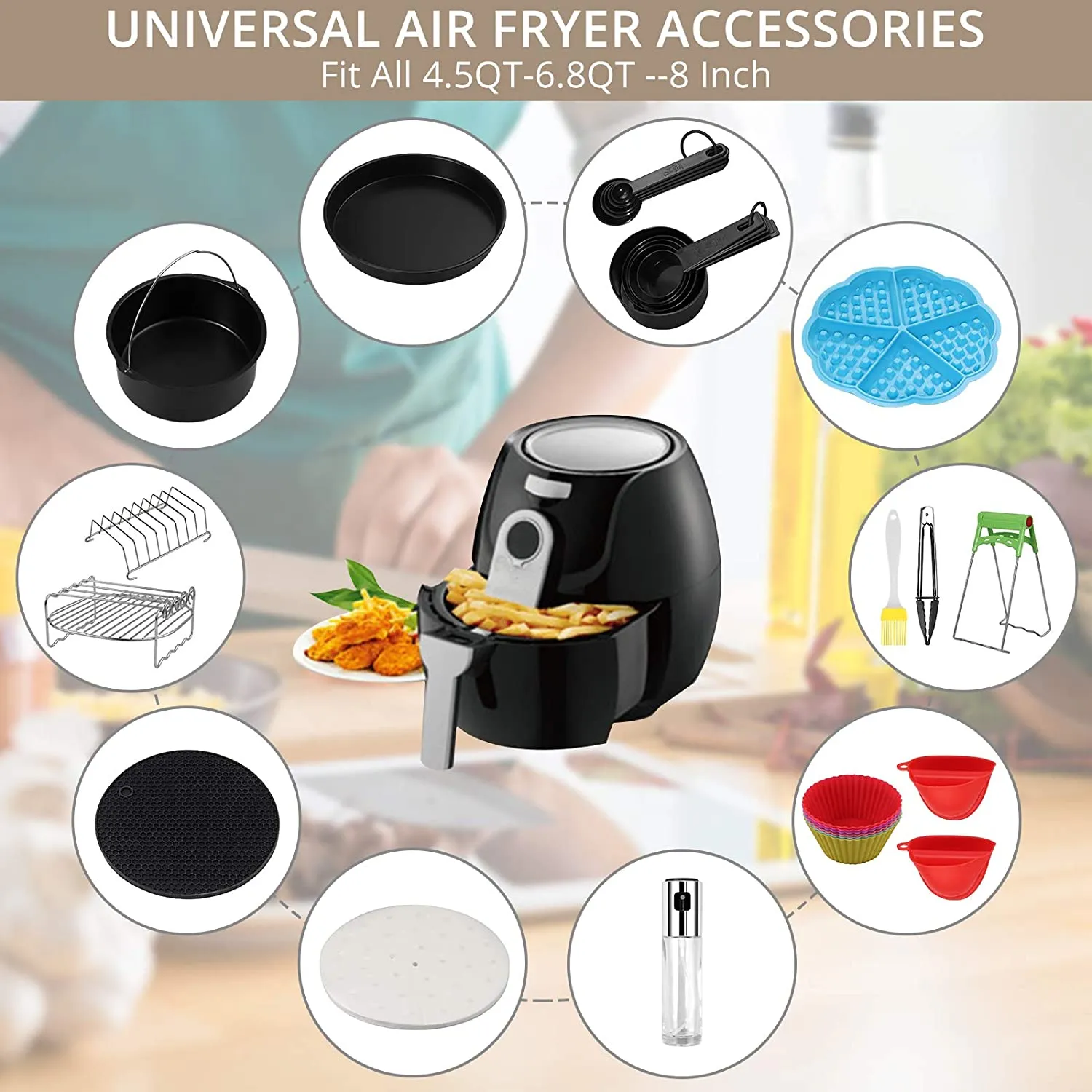 Homgen 17pcs General Air Fryer Accessories Set