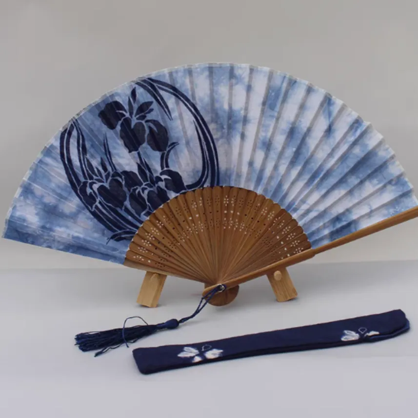 Indigo Folding Hand Fan 【Orchid】