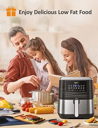 Innsky Air Fryer XL 5.8QT, 【2022 Upgraded】 11 in 1 Oilless Hot Air Fryers Oven, Easy One Touch Screen with Preheat & Delay Start, ETL Listed, Airfryer 1700W for Air Fry, Roast, Bake, Grill, 32 Recipe Book