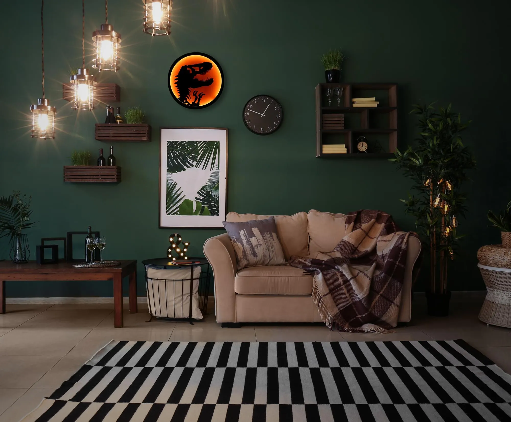 Jurassic Park T-Rex Logo LED Wall Light Sign | 12 Inches Tall