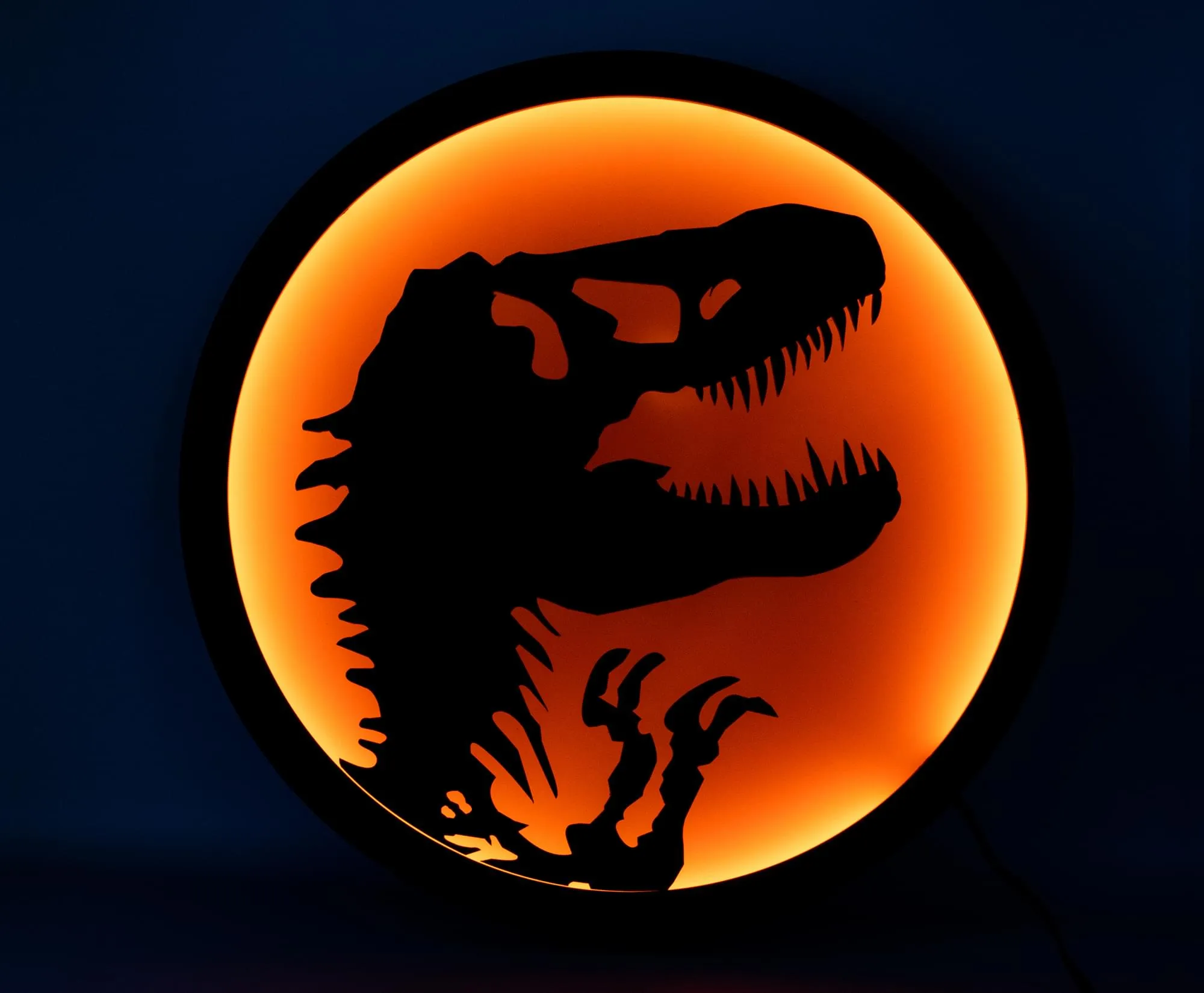 Jurassic Park T-Rex Logo LED Wall Light Sign | 12 Inches Tall