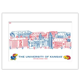 Kansas Jayhawks Matted Campus Wall Art 11" x 14"