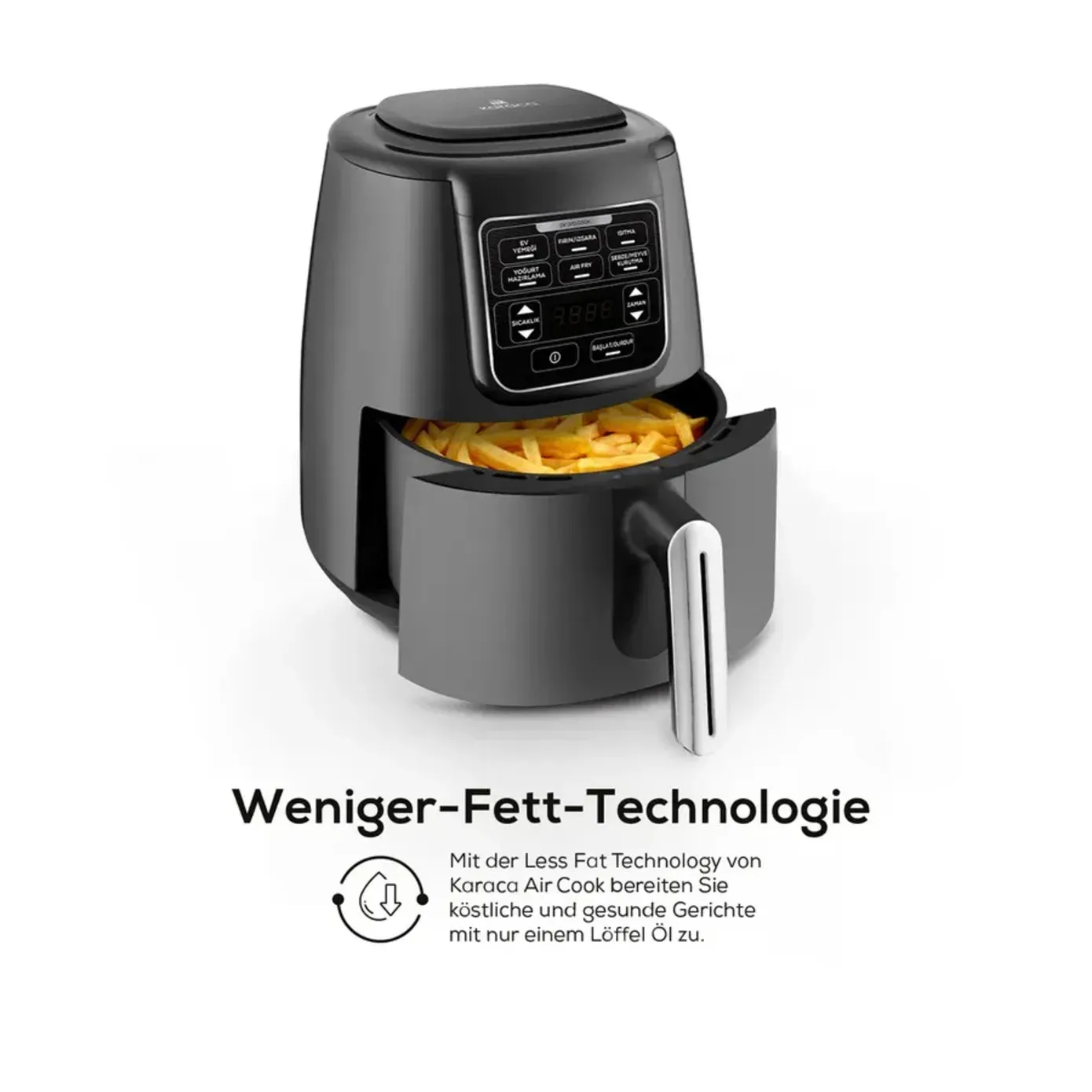 Karaca Air Cook mit Bratfunktion XL Air Fryer Black Shine