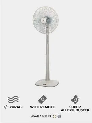 KDK M40KS Grey/Gold Stand Fan with Alleru-Buster filter, Remote Control and Adjustable Height