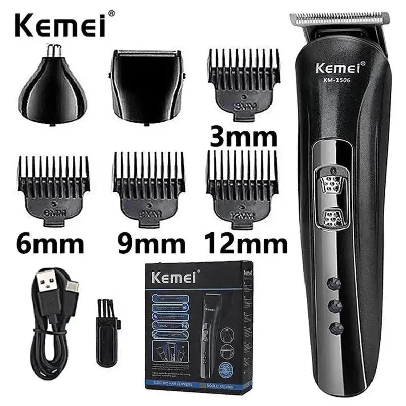 Kemei KM-1506 3-in-1 Electric Shaver - USB Rechargeable Hair Trimmer