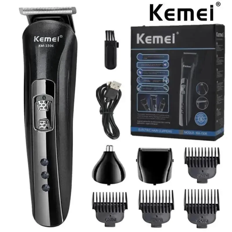 Kemei KM-1506 3-in-1 Electric Shaver - USB Rechargeable Hair Trimmer