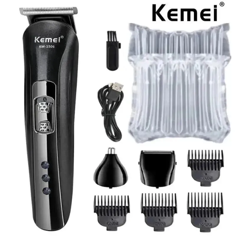 Kemei KM-1506 3-in-1 Electric Shaver - USB Rechargeable Hair Trimmer