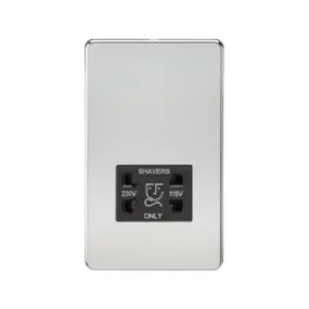 Knightsbridge Screwless 115V/230V Dual Voltage Shaver Socket - Polished Chrome