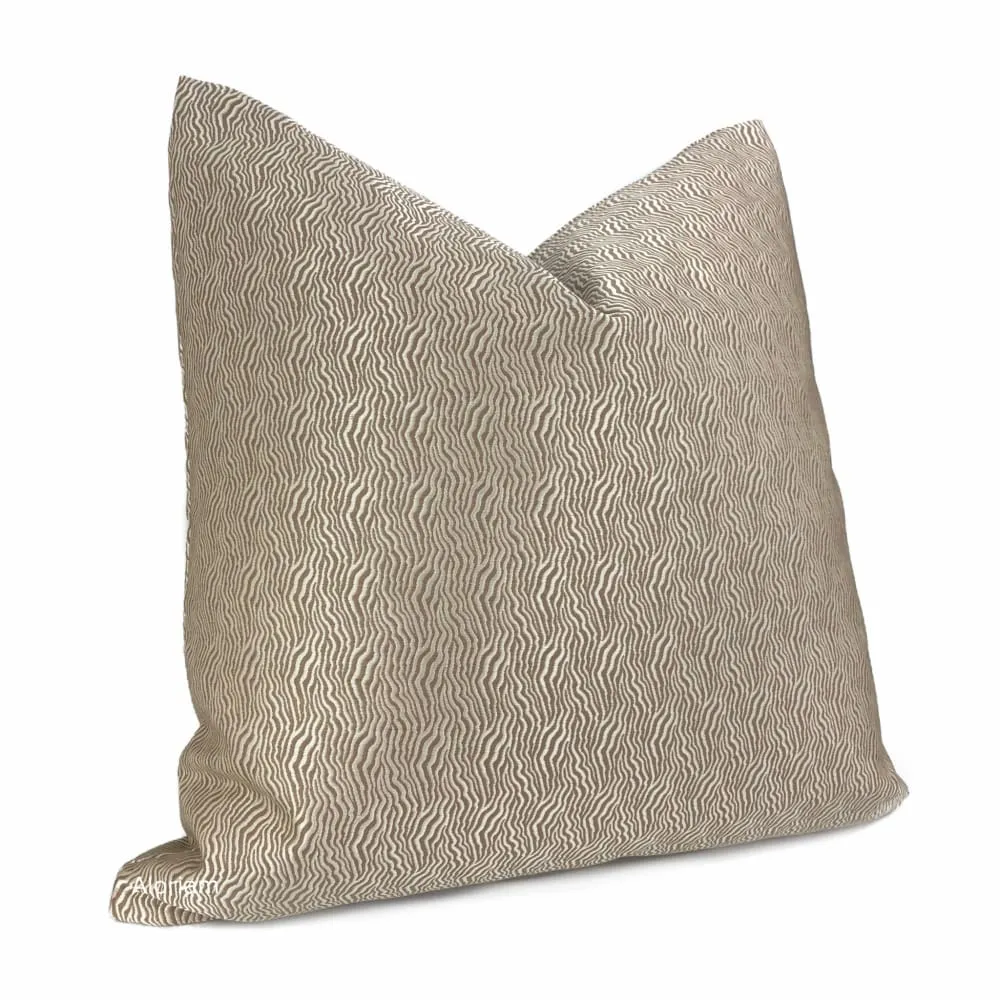 Kravet Candice Olson Abstract Wavy Lines Silvery Beige Taupe Throw Pillow Cushion Cover (Jentry fabric)