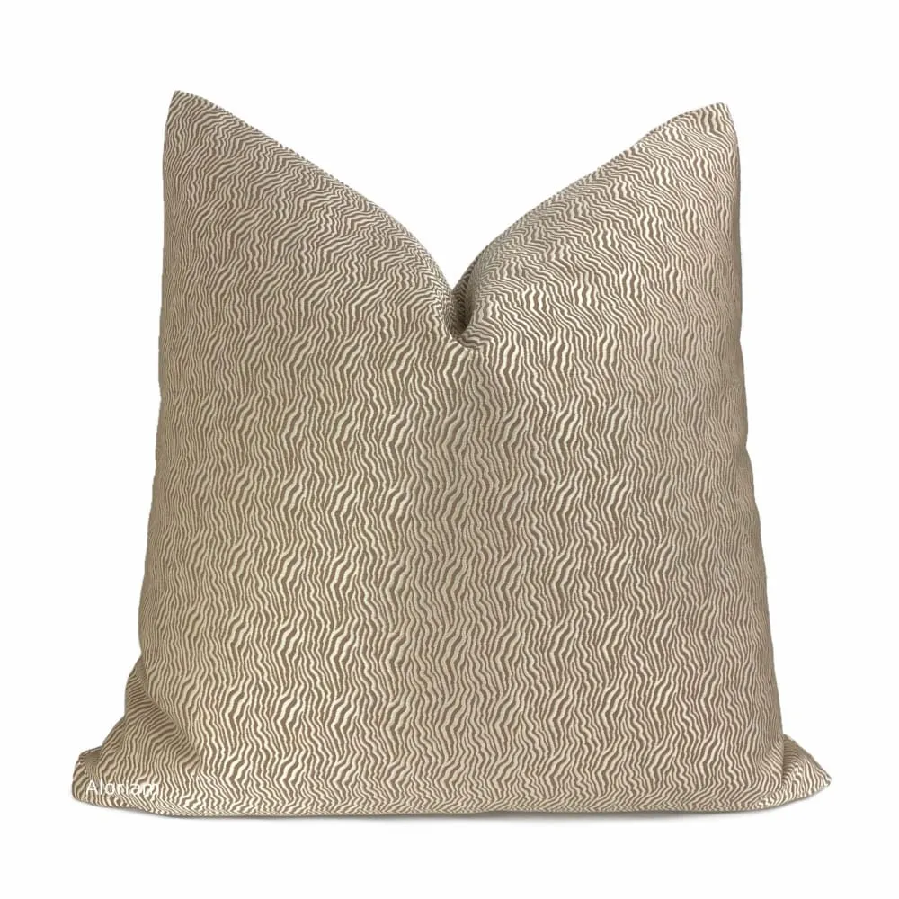 Kravet Candice Olson Abstract Wavy Lines Silvery Beige Taupe Throw Pillow Cushion Cover (Jentry fabric)