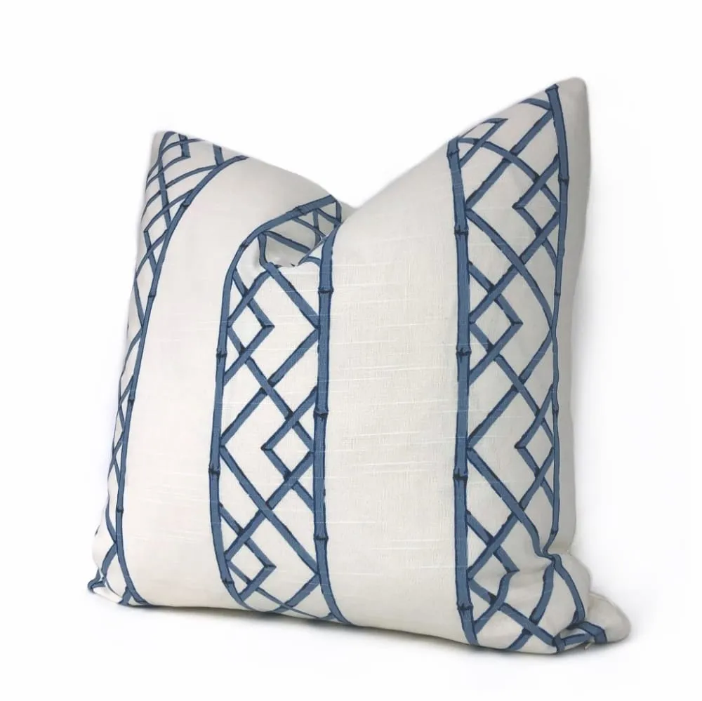 Kravet Latticely Ultramarine Blue White Trellis Linen Pillow Cover