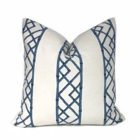 Kravet Latticely Ultramarine Blue White Trellis Linen Pillow Cover