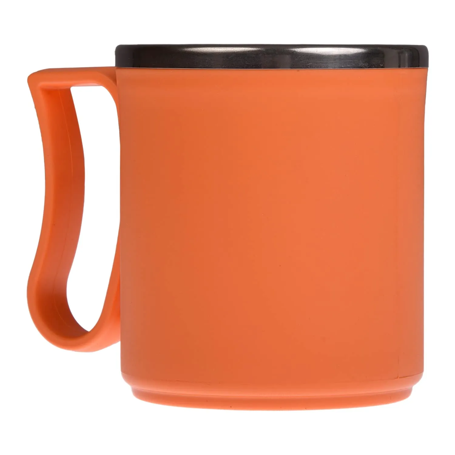 Kuber Industries Coffee Mug|Inside Stainless Steel Double Wall Tea Cup|Outside Plastic Stylish Milk Mug for Kids & Adults|Pack of 2 (Orange)