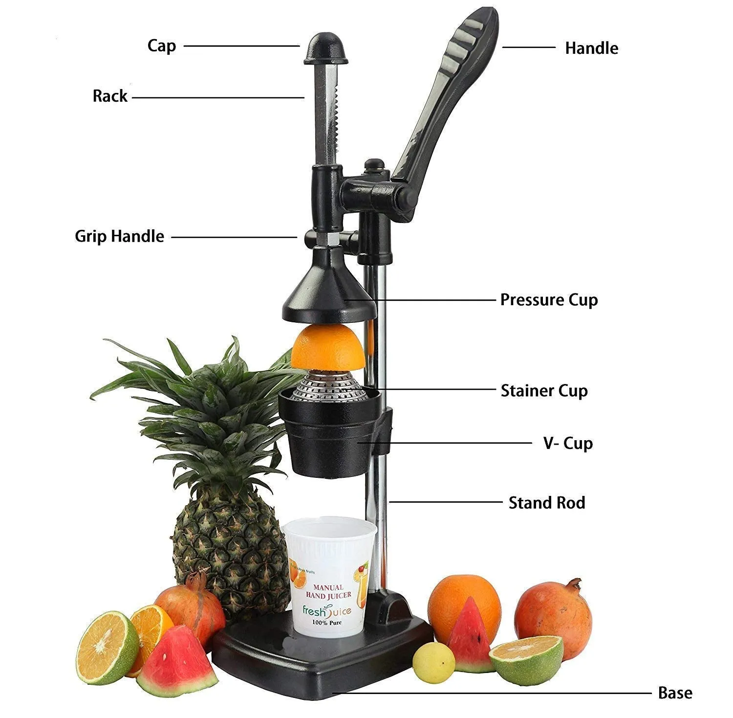 Kuber Industries Hand Pressure Juicer/Fruits Juicer/Vegetable Juicer/Manual Hand Juicer -CTKTC6046, Silver, Standard