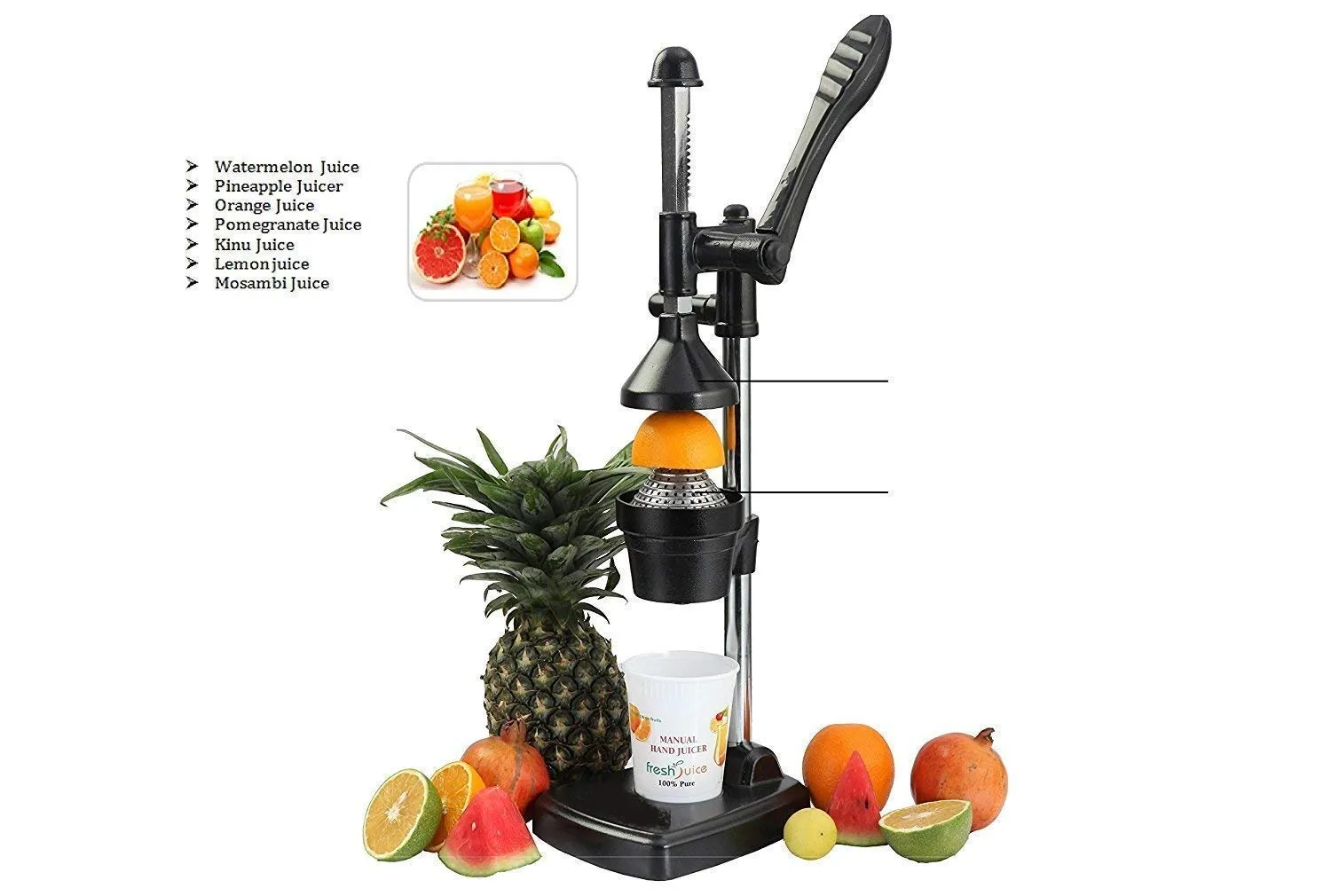 Kuber Industries Hand Pressure Juicer/Fruits Juicer/Vegetable Juicer/Manual Hand Juicer -CTKTC6046, Silver, Standard