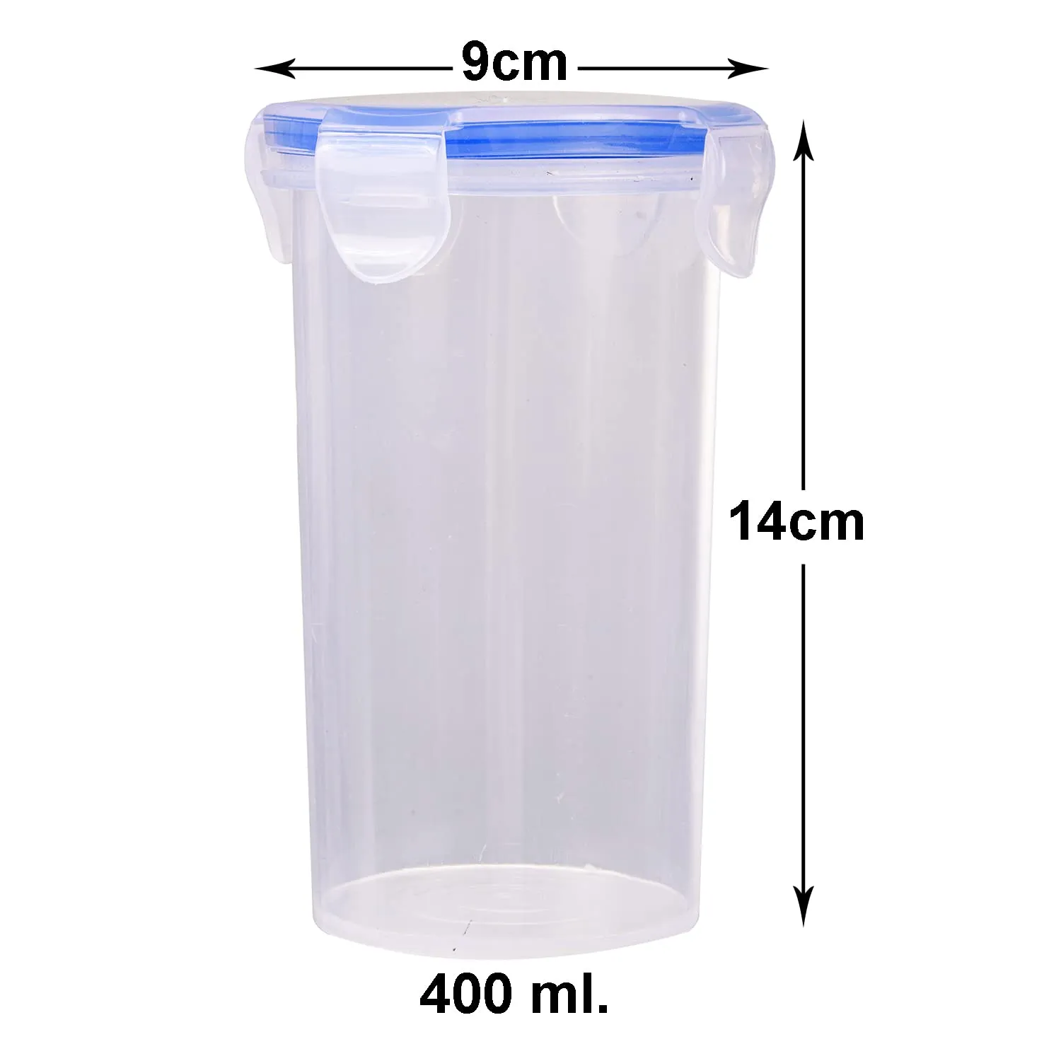 Kuber Industries klick n Seal Glass|Durable Plastic Airtight Glass Container with Lid|Leak Proof Container for Kitchen & Travel|400 ML|Pack of 3 (Transparent)