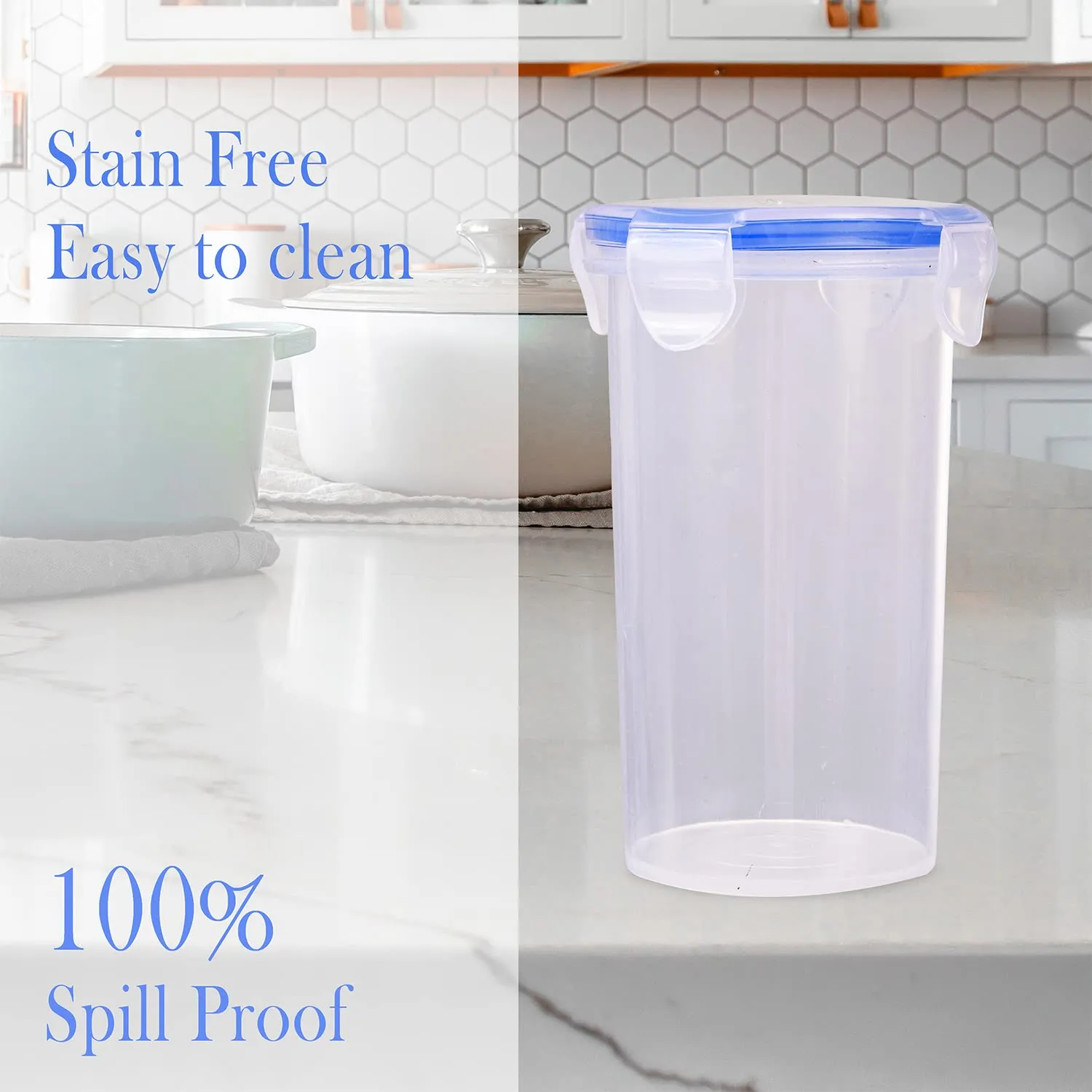 Kuber Industries klick n Seal Glass|Durable Plastic Airtight Glass Container with Lid|Leak Proof Container for Kitchen & Travel|400 ML|Pack of 3 (Transparent)