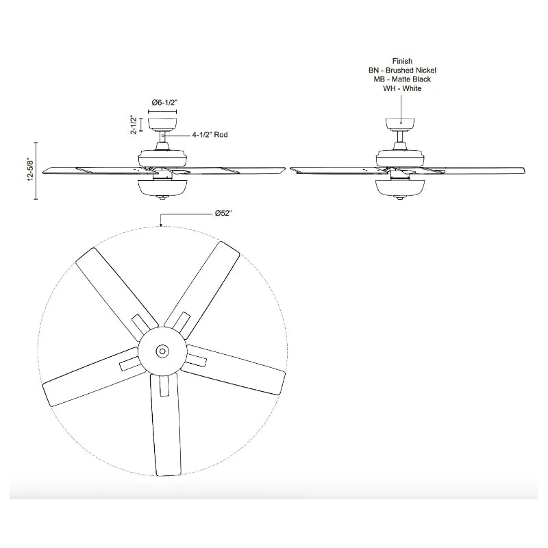 Kuzco CF78752 Erikson 52" Ceiling Fan with LED Light Kit