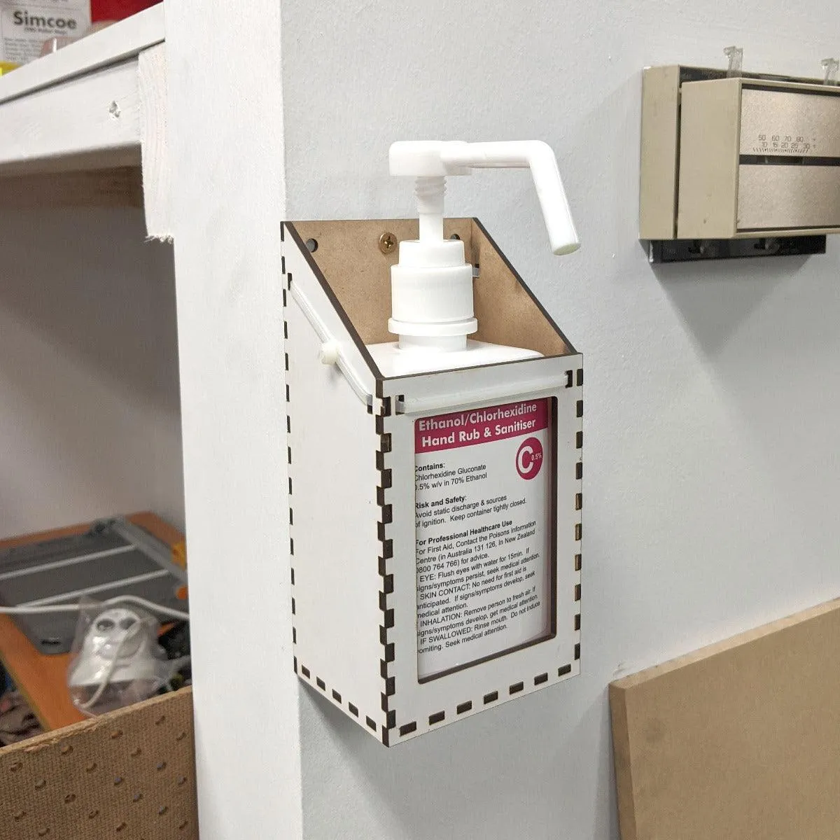 Laser Cut MDF Bottle Holder for Chlorhexidine Spray