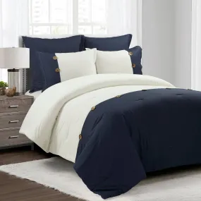 Linen Button Comforter 5 Piece Set