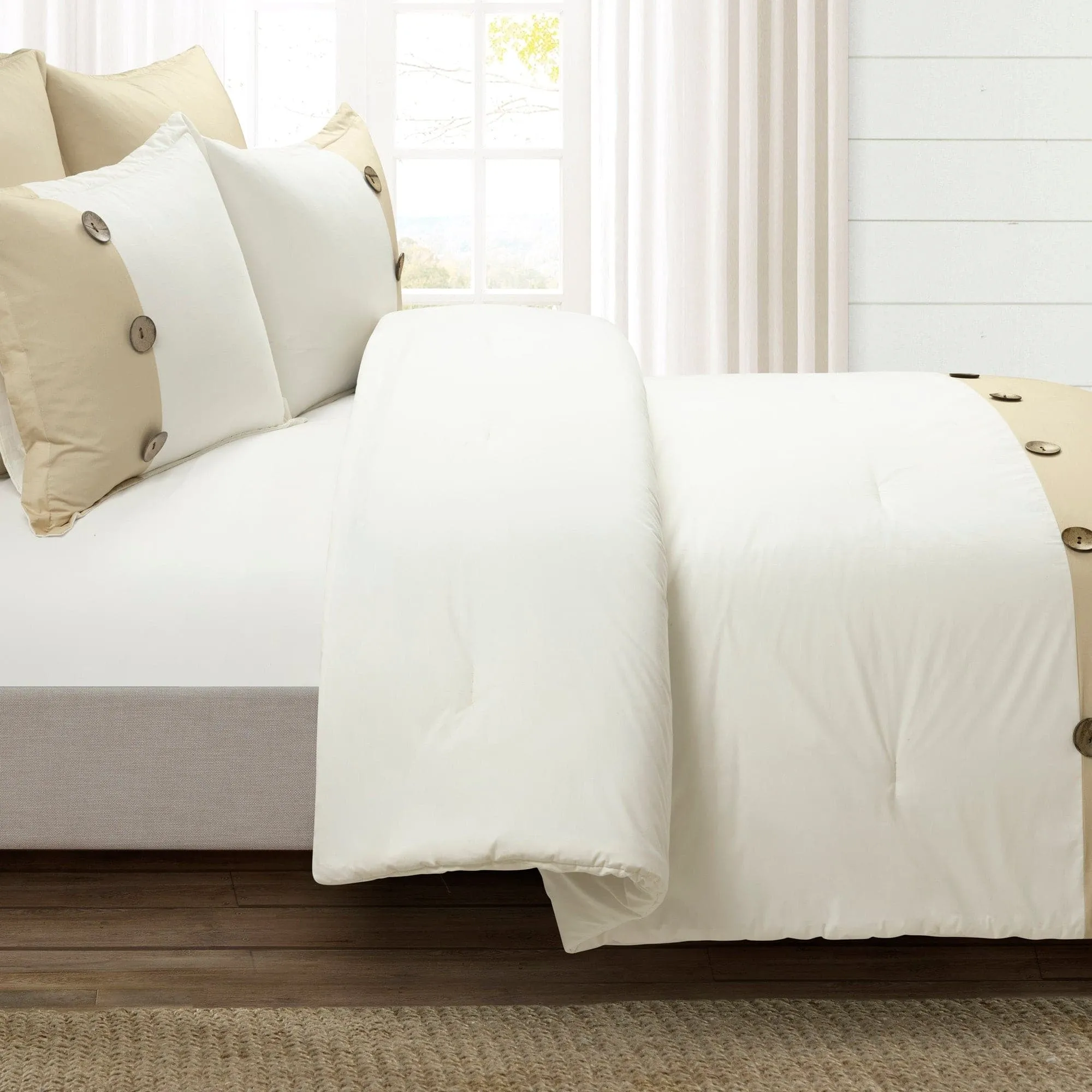 Linen Button Comforter 5 Piece Set