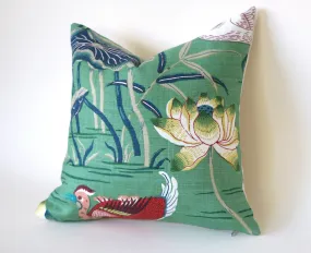 Lotus Garden Pillow Cover / 20x20 Schumacher Pillow / 22x22 Jade Pillow / 24x24 Green Pillow / 14x36 Schumacher Cushion cover