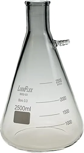 LUERFLEX 2500ML 1/2GAL Filtering Flasks Borosilicate Glass Conical Erlenmeyer Flask Pack of 1