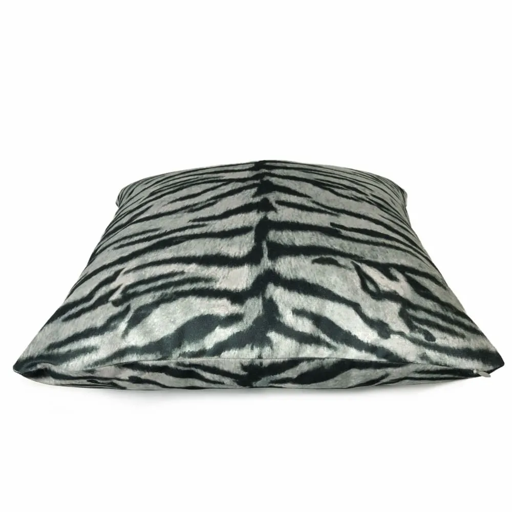 Magnificat Gray Black Tiger Stripe Velvet Pillow Cover (Fabric by the Yard available)