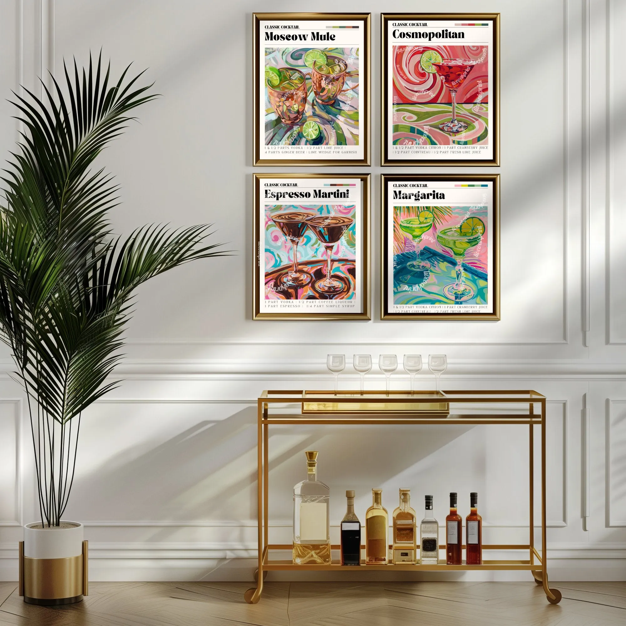 Margarita Print - Margarita Cocktail Wall Art - Bar Cart Art - Classic Cocktail Prints - Margarita Cocktail Recipe - Cocktail Print Set