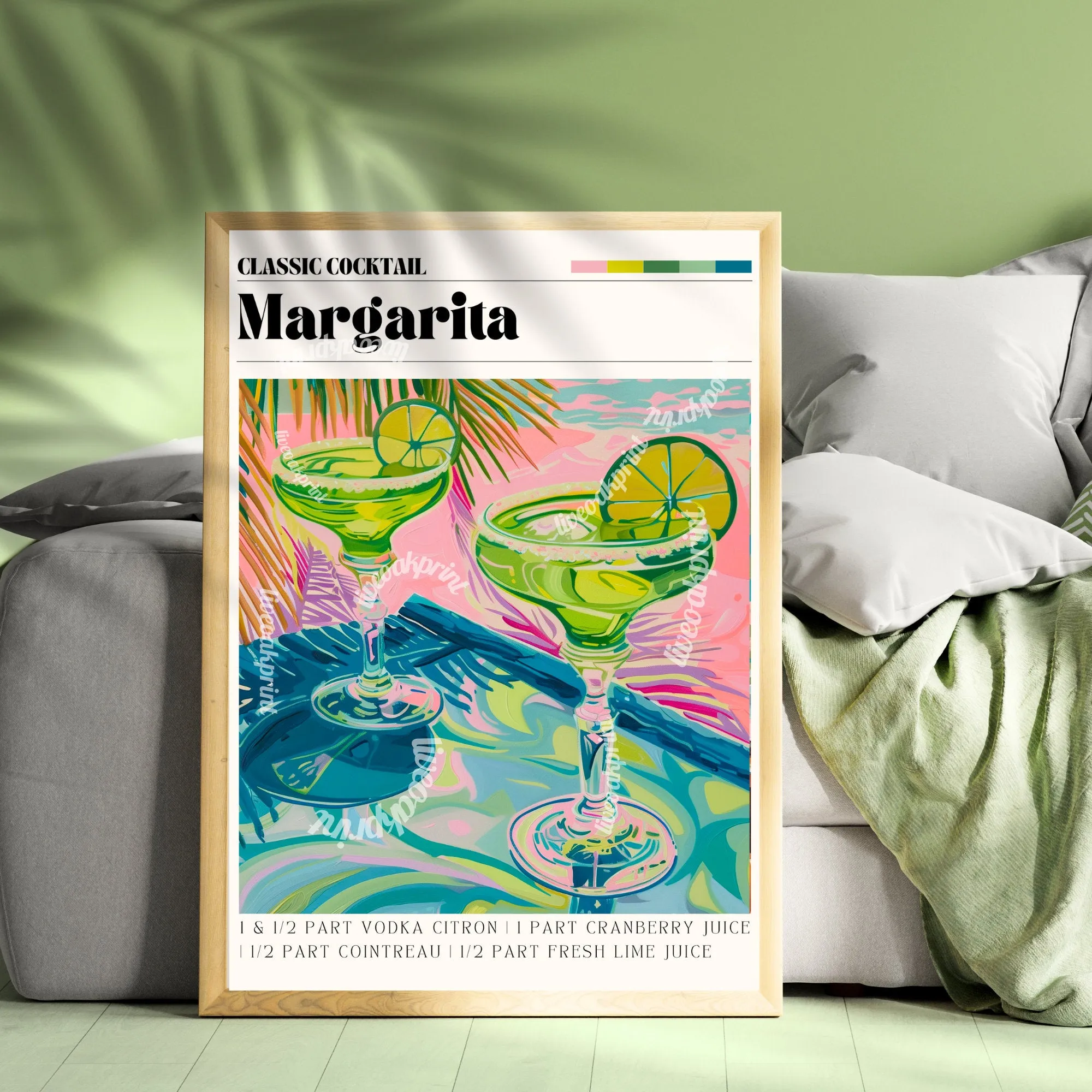 Margarita Print - Margarita Cocktail Wall Art - Bar Cart Art - Classic Cocktail Prints - Margarita Cocktail Recipe - Cocktail Print Set