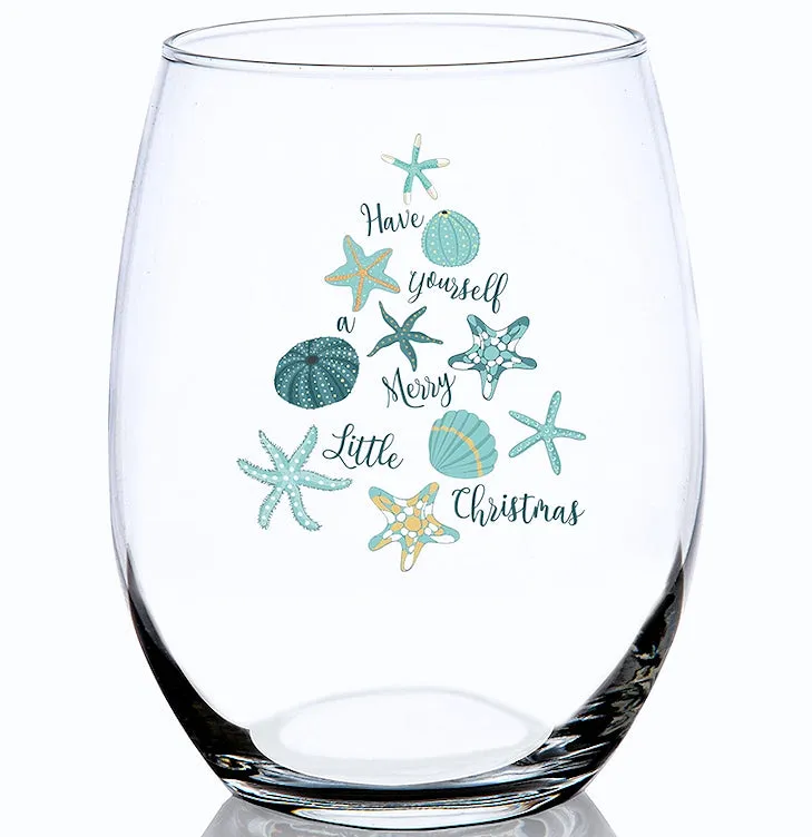 Merry Little Beach Christmas Glass Barware