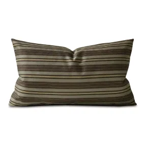 Mocha Sage Striped Lumbar Pillow Cover 15x26