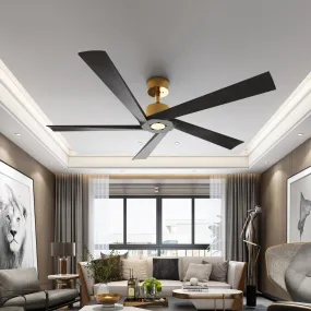 Modern Ceiling Fan With 5 Solid Wood Blades