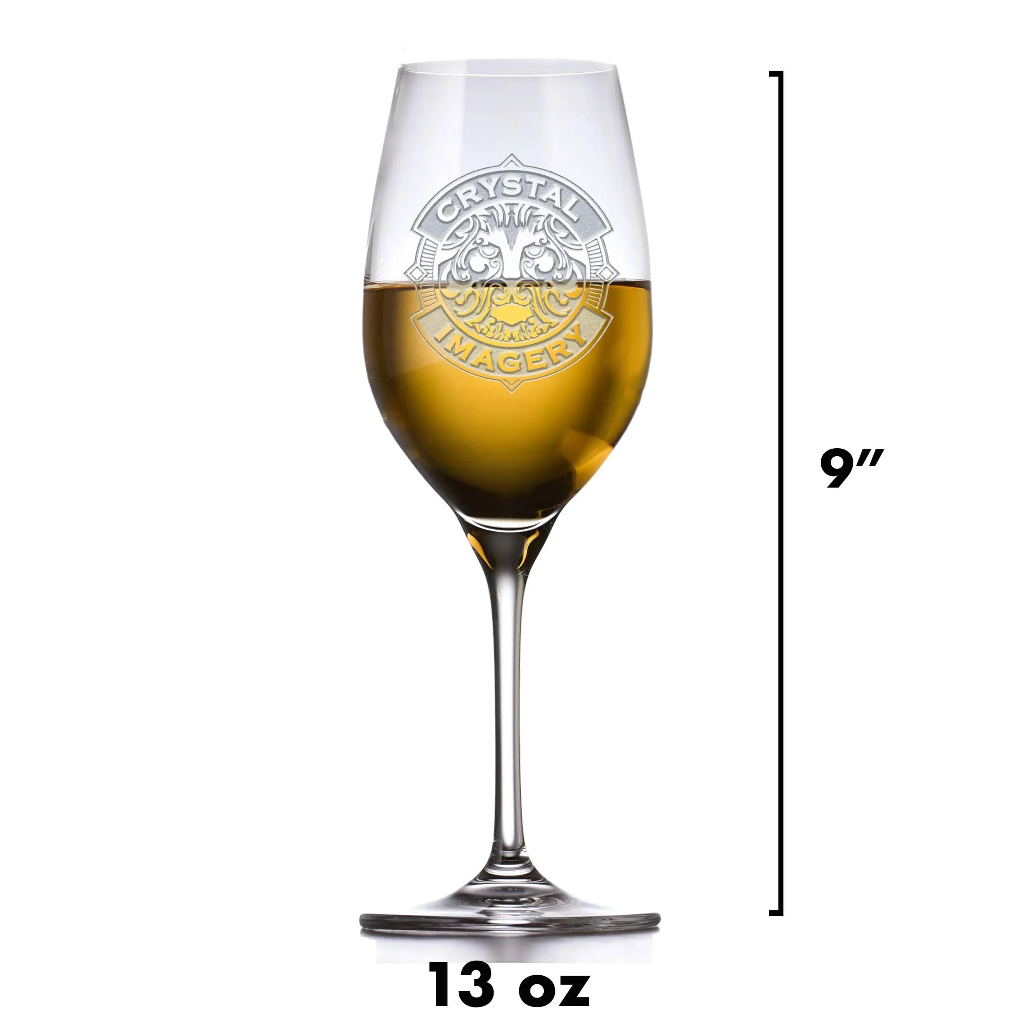 Monogram Engraved Crystal White Wine Glass