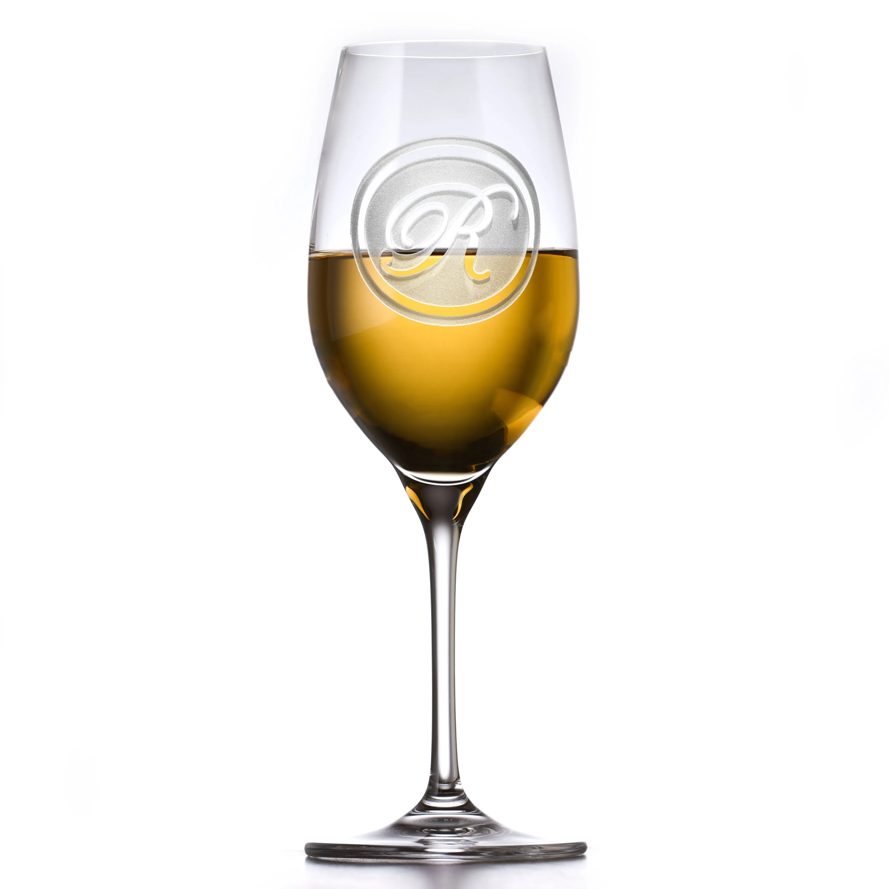 Monogram Engraved Crystal White Wine Glass