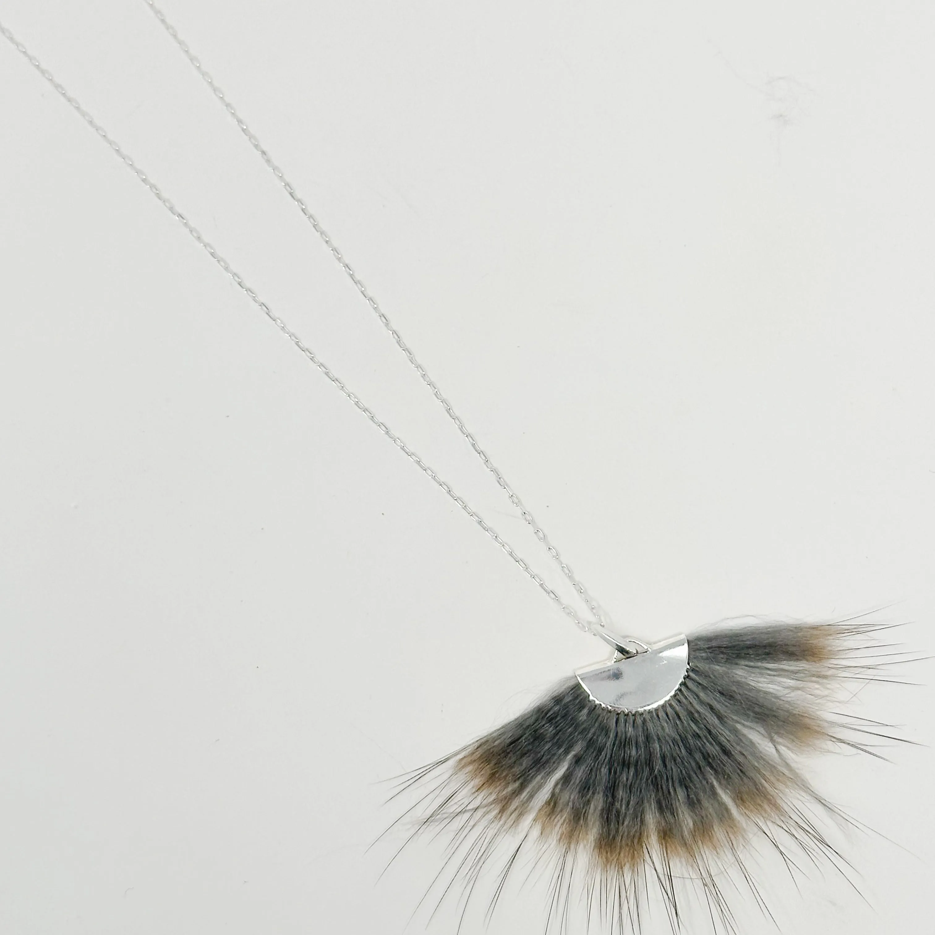 Muskrat Silver Fan Necklace